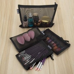 HRX Package Kosmetiktaschen mit Reißverschluss, Nylon-Netz, 6 A5,A6, Schwarz