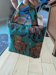 Eco Chic Lightweight Foldable Reusable Tote Shopping Bag Highland Cow Scotland