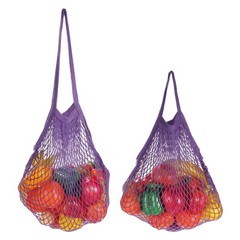 2Pcs Reusable Mesh Produce Storage Bag Washable Portable Bag Two Handle Purple