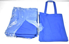 Lot of 12 Reusable Tote Bags Carry Shopping Bags Blue 10-1/2″ Wide x 12″ L