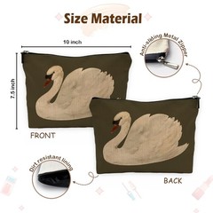Yomisex Vintage White Swan Makeup Bag, Minimalist Neutral Retro –
