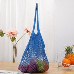 Woven Cotton Mesh Bag Foldable String Long Handle Net Tote Fruit Vegetable New