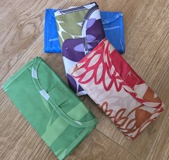 4 PACK Reusable Shopping Bags – “My Bag” Heavy Duty, Washable, Foldable, Vibrant