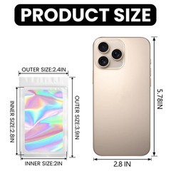 Funfery 100 pcs White Smell Proof Mylar Holographic 2.4 x 3.9 Inch,