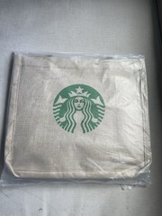 Starbucks Reusable Tote Shopping Bag Beige Green Logo 13x12x16 in