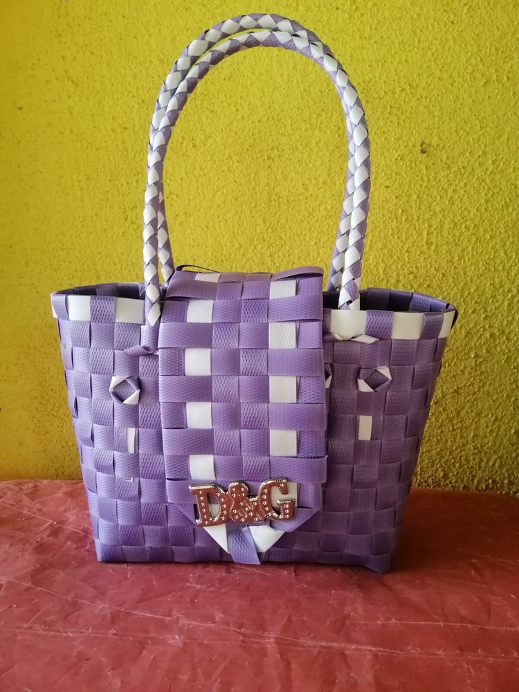 Hand made New Reusable Button Lock Small Shopper Grocery Beach Fashionable Bag
