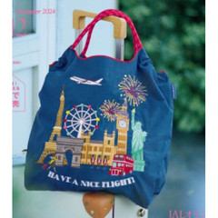 [US Tax Paid] Ball&Chain JAL 2nd Embroidered Shopping Bag Navy Blue NEW