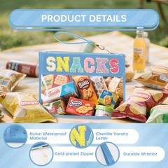 Siwara Snack Bags Clear Pouch Travel Makeup Bag Chenille Letter Blue-Snack