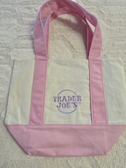 TRADER JOE’S MINI PASTEL CANVAS TOTE BAG PINK ( NWT)