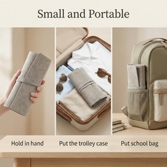 Xinjoduz 1 PCS Makeup Brush Holder Organizer, PU 13.78 × 7.87 inches, Grey