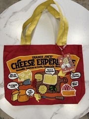 Trader Joe’s Cotton Cheese Bag Reusable Shopping Tote Red Yellow Reinforced