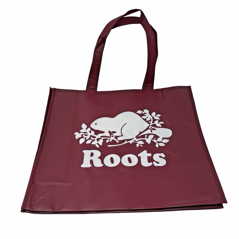 Roots Athletic Canada Maroon Reusable Shopping Bag Beaver Logo Preowned 16×14