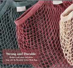Mesh Grocery Bags, 5 Pack Reusable Washable Cotton String Shopping Bag, Cotto…