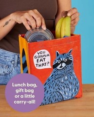 Reusable Canvas Tote Bag Fun Raccoon Design 95% Recycled Material Grocery