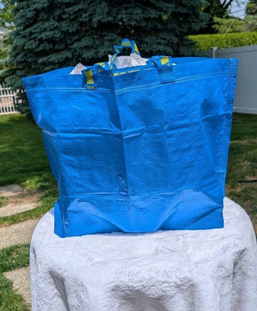 IKEA 10 Gallon BLUE BAGS Lot Of 3 Shopping Grocery Laundry Storage Strong FRAKTA