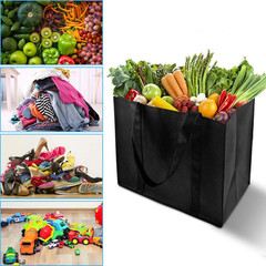 10 Pack Heavy Duty Reusable Grocery Bags XL Shopping Totes 45lb Foldable Black