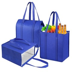 3pcs Insulated Grocery Bags with Zippered Top for Frozen Food Shopping Grocer…
