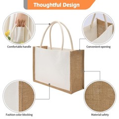 20 Pack Burlap Tote Bags Jute Tote Bags Reusable Water Resistant Beach Bag Bl…