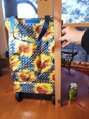 folding rolling shopping bag tote sunflowers Farmers Market Bag