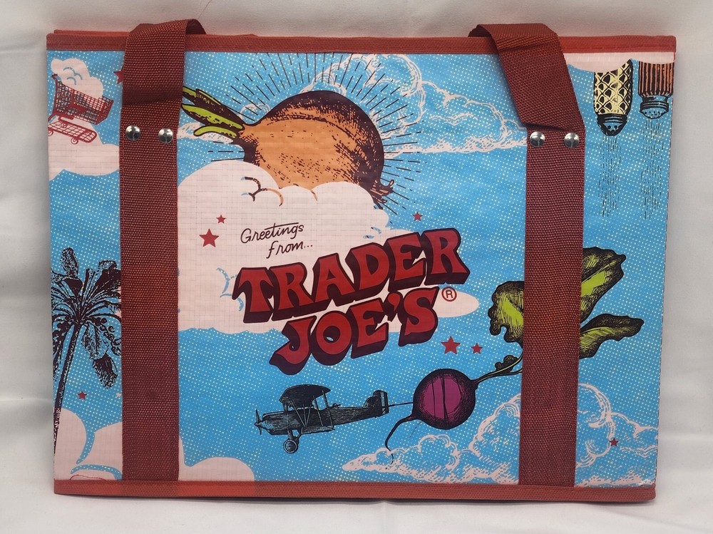 New Trader Joe’s Stand Up Collapsible Reusable Grocery Tote Shopping Bag NWT