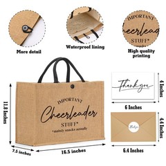 Cheerleader Tote Bag with Thank You Card for , Men, Family, Sisters, Mom, Wif…