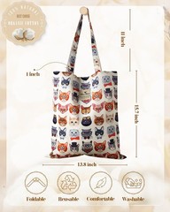 Aesthetic Cotton Tote Bag Women Reusable Shoulder Handbag Buckle Gym Travel