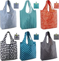 Heavy Duty Bulk Large Reusable Grocery Bags 6 Pack Foldable Sturdy Recycled