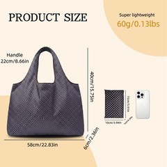 2 PCS Large Foldable Waterproof Reusable Grocery Bags Shopping Tote Travel