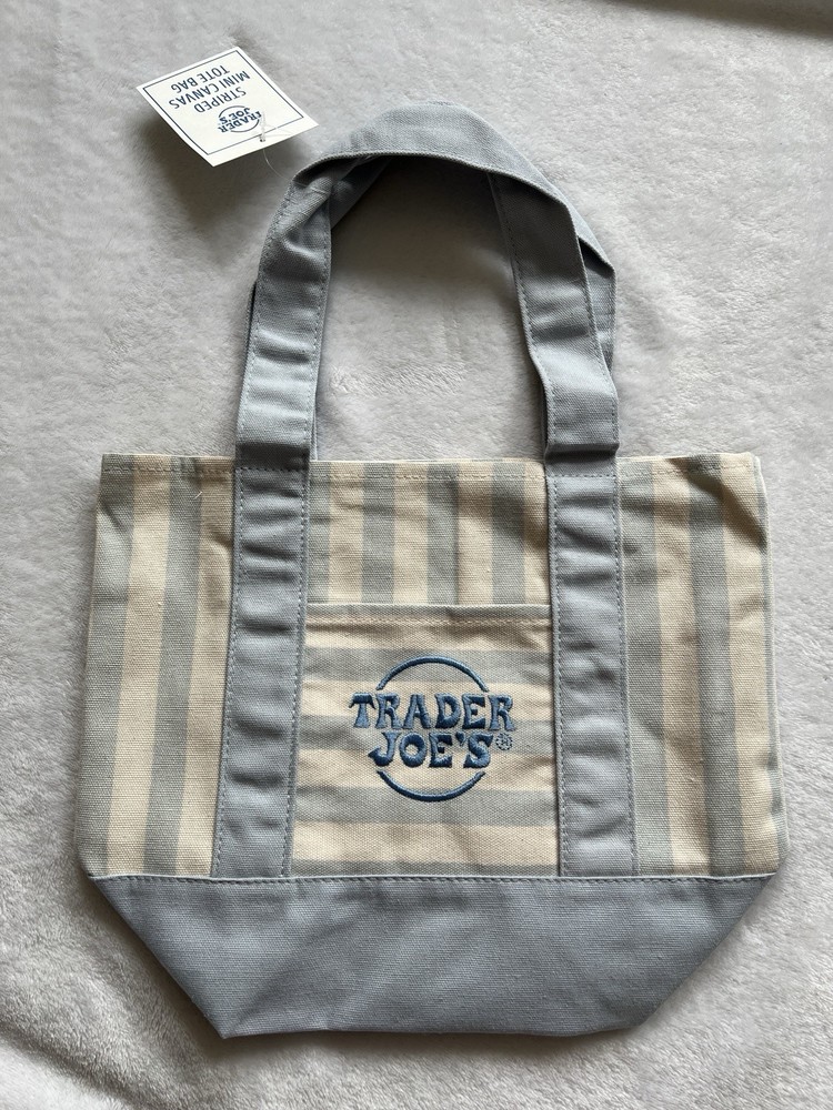 Trader Joe’s Mini Pastel Stripe Canvas Tote Bag – Stripe Pastel Blue 2026