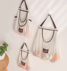 3PACK Reusable Mesh Bags – Hanging Storage Onion Holder, Medium, 3PACK-Beige