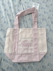 Trader Joe’s Mini Tote Bag Pink/White Stripe Canvas Summer 2026