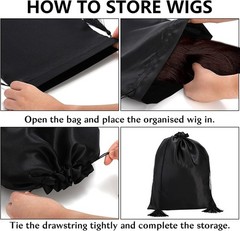 Youeon 16 Pcs Silk Satin Wig Bags 12″x16″, Black Gift &