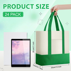 24 Pcs Mini Canvas Tote Bags Bulk with Pocket Small Sublimation Blank Canvas Tot