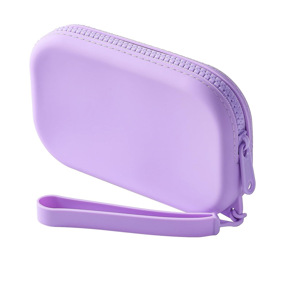 HHQQWZ Portable Silicone Makeup Bag for Women, Small Travel Waterproof Purple