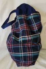 Reusable Fabric Blue & Red plaid Stripes Tote Bag