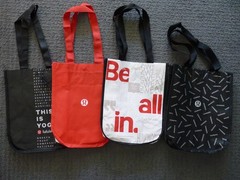 Lululemon Reusable Shopping Tote Bags (4) Small Totes Different Designs (G)