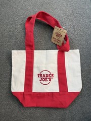 TRADER JOE’S RED MINI CANVAS TOTE BAG NWT