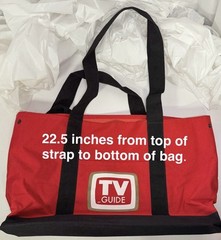 Tote, Bag, Large Heavy Duty Red TV Guide Branded, Includes a Side Pouch