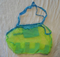 Big Reusable Shopping Bag foldable Into Self Pocket MESH GREEN Blue