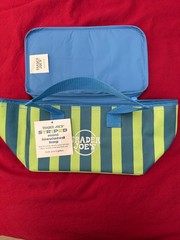 🔥 Trader Joe’s Mini Insulated Bag 1.5 Gallons Neon Lime Blue Stripe Limited 🔥