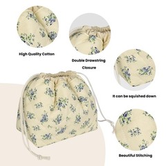 Gosect Large Makeup Bag, Cute Drawstring Cosmetic Bag S(6.6*4.7*4.4), Blue