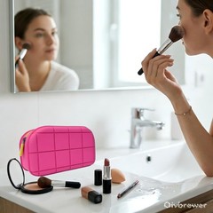 Qivbrewer Silicone Makeup Bag – Waterproof Cosmetic Organizer for Travel Pink