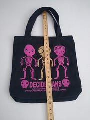 DECIDEIEANS Skeletons Sculls Useable Shopping Bag Black Zippered Multi-Pocket