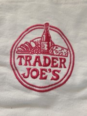 Trader Joe’s Canvas Reusable Shopping Bag Foldable Beige Navy Blue