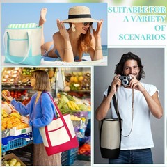 Sanwuta 16 Pack Polyester Canvas Tote Bags Bulk with Outer Pocket Extra Large…