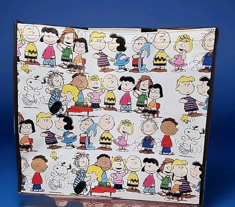 Peanuts Snoopy & Gang XLarge Durable Reuseable Tote Bag 19.5×17
