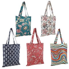CPC Mix Cotton Floral Foldable Reusable Shopping Tote Bag 15×16 Inch