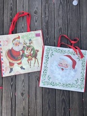 2 NEW BAGS w/ Christmas MAGICAL Santa Claus Reusable Large Shopping Bag