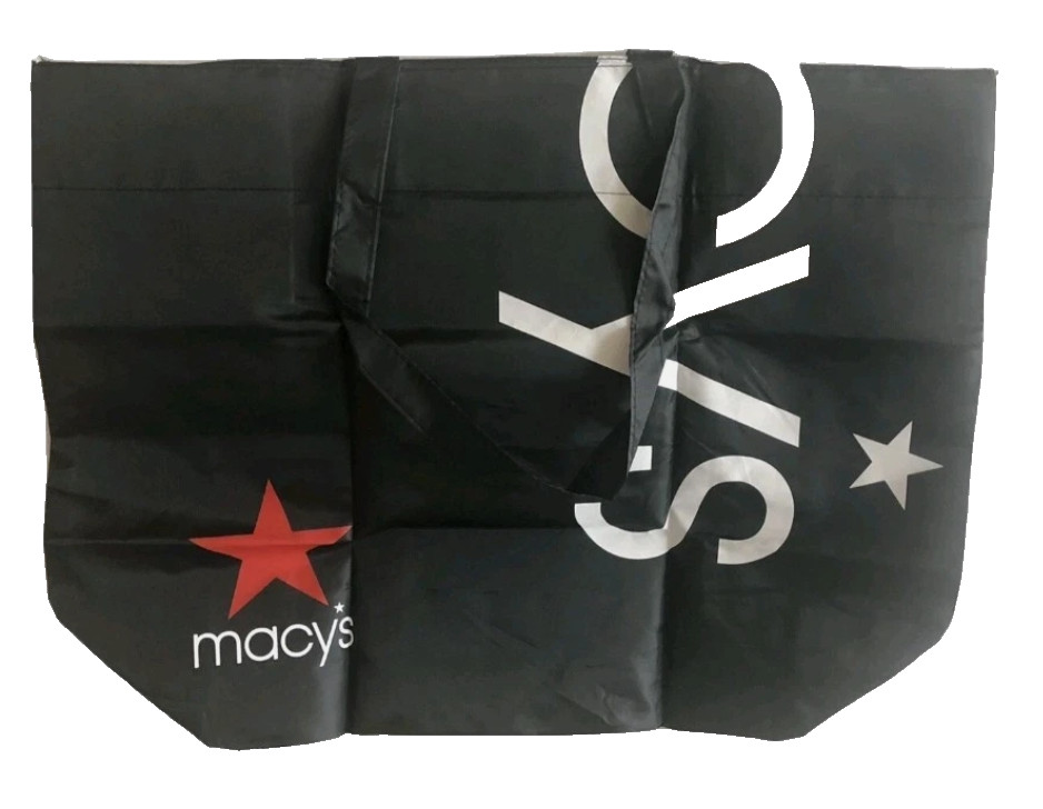 MACYS Reusable Shopping Tote Bag “From Beach to Bag” Oceancycle Black FOLDUP A26