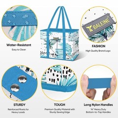 Reusable Grocery Bags 3 Pack Island Breeze Foldable Shopping Tote Reinforced